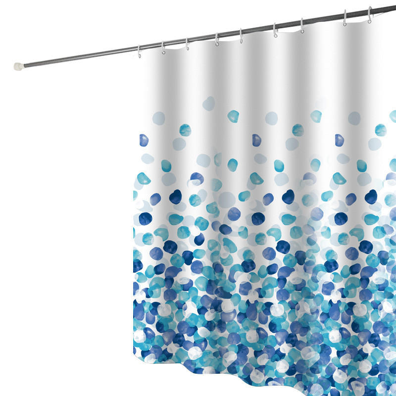 DUSCHVORHANG wasserdicht Polyester maschinenwaschbar Badewanne für Badezimmer Muster Blau Blütenblatt - Blau, Textil (180/200cm) - MCBOSON