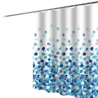 DUSCHVORHANG wasserdicht Polyester maschinenwaschbar Badewanne für Badezimmer Muster Blau Blütenblatt - Blau, Textil (180/200cm) - MCBOSON