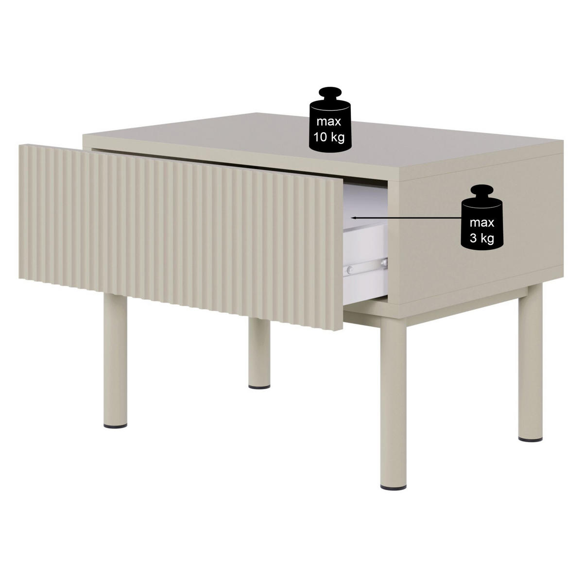 NACHTTISCH Veldio New Schwarz 50 cm - Schwarz, Holzwerkstoff/Metall (50/44/35.6cm) - Selsey