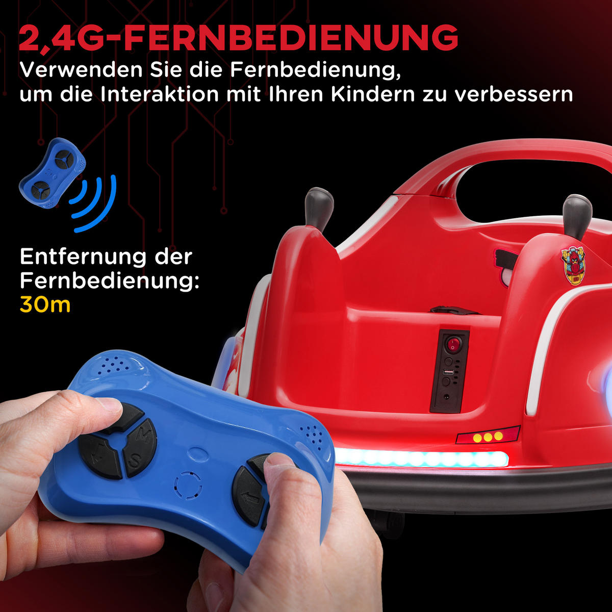 KINDER AUTOSCOOTER, Kunststoff, Metall, Rot - Rot, Kunststoff (73/73/44cm) - AIYAPLAY