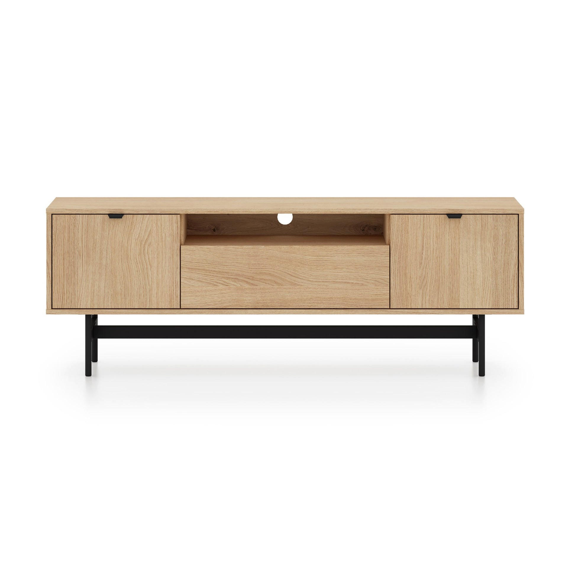 TV-LOWBOARD Heggers 3-türig, Eiche Mavelie, 150 cm - Eichefarben/Schwarz, Holzwerkstoff (150/53.2/33cm) - Selsey