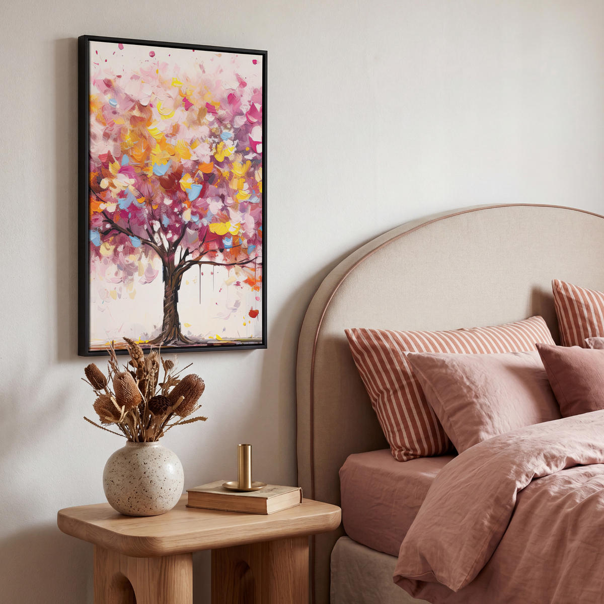 LEINWAND Bilder mit Rahmen - Aquarell - Baum - Kunst - Abstrakt - 40x60 - Multicolor, Textil (40/60cm) - MuchoWow