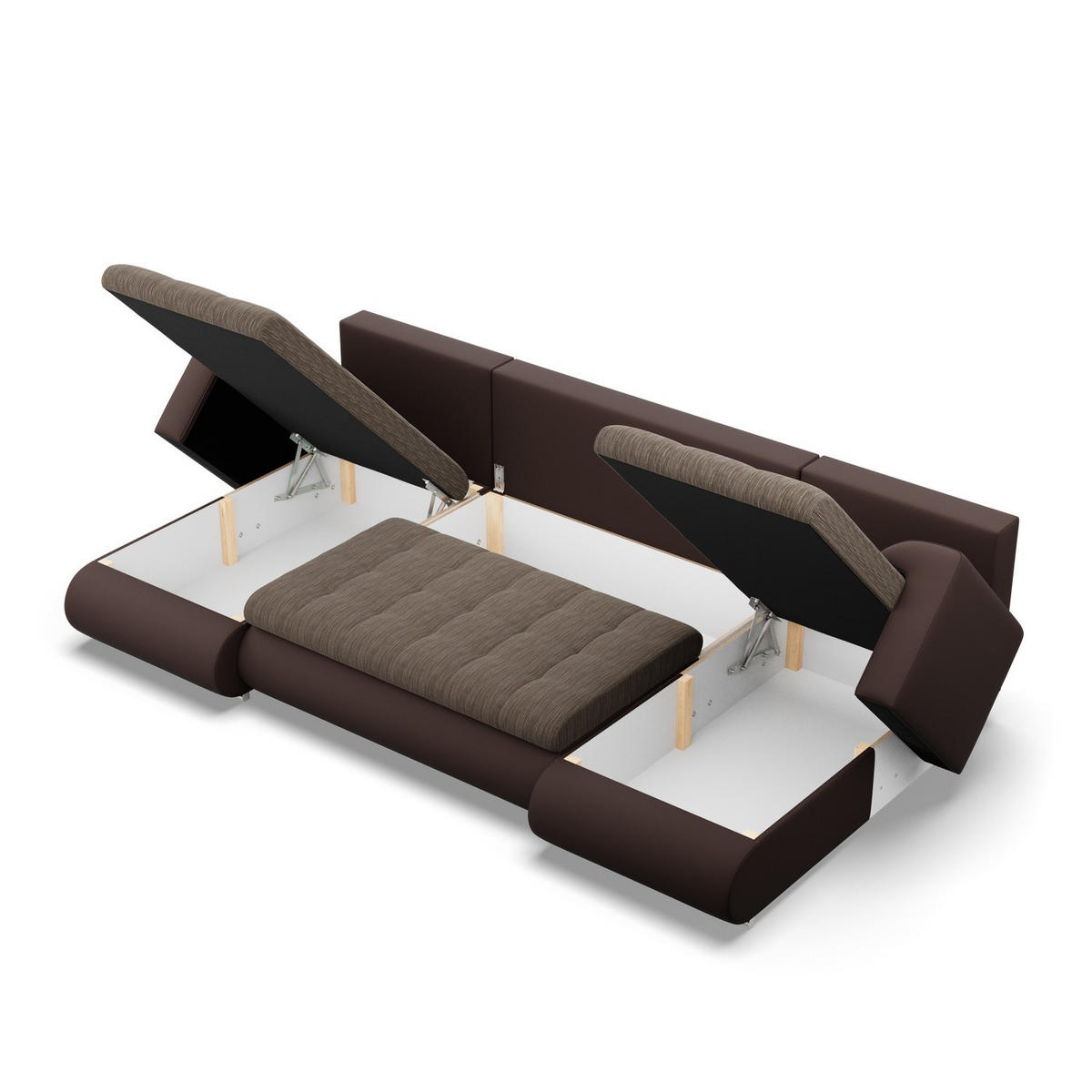 U-SOFA MIT SCHLAFFUNKTION FORESTA, Braun + Braun - Braun, Textil (302/89/159cm)