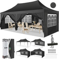 FALTPAVILLON 3x6 m mit 6 Seitenteilen Schwarz - Schwarz, Textil (300/320/600cm)