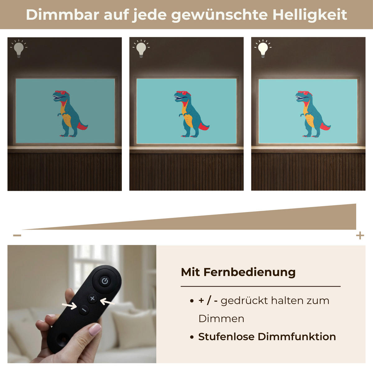 NACHTTISCHLAMPE MIT AKKU Dinosaurier - Blau - Sonnenbrille 60x40 cm - Hellblau, Holzwerkstoff (8/60/40cm) - OnlyWow