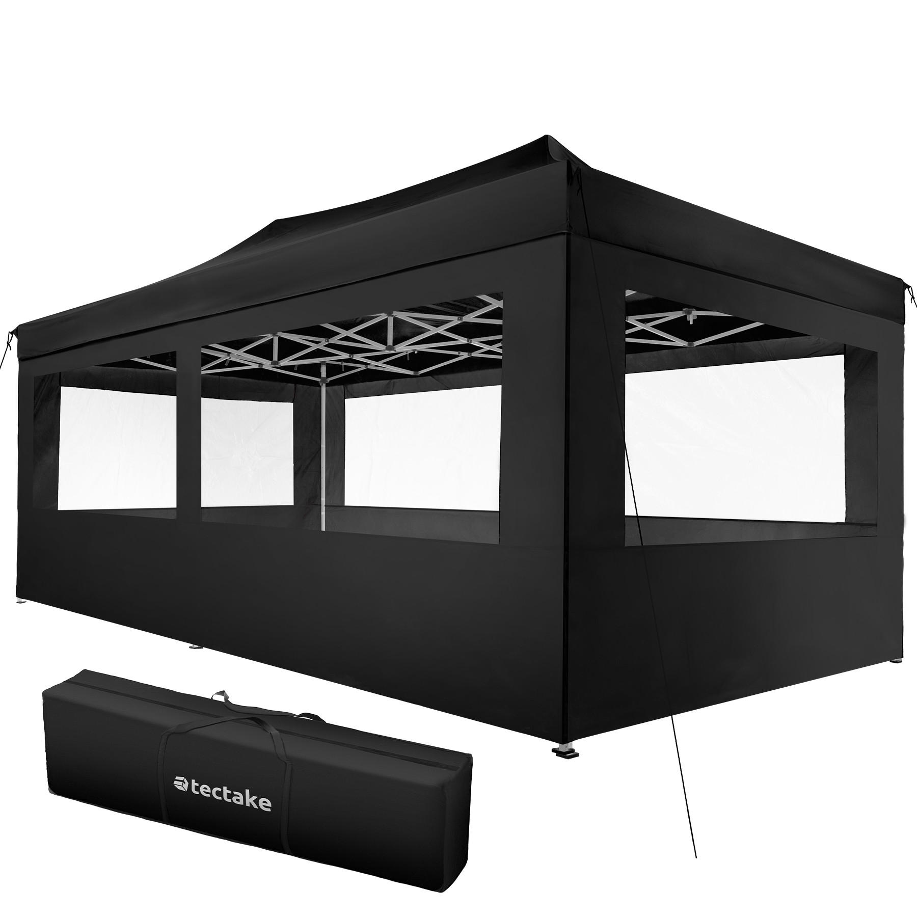 PAVILLON Viola,inklusive Spannseile, Heringe und Tragetasche,schwarz - Schwarz, Kunststoff (300/280/600cm) - tectake