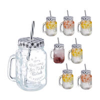 8XTRINKGLAS - Schwarz/Weiß, Glas/Metall (0.5L) - Relaxdays