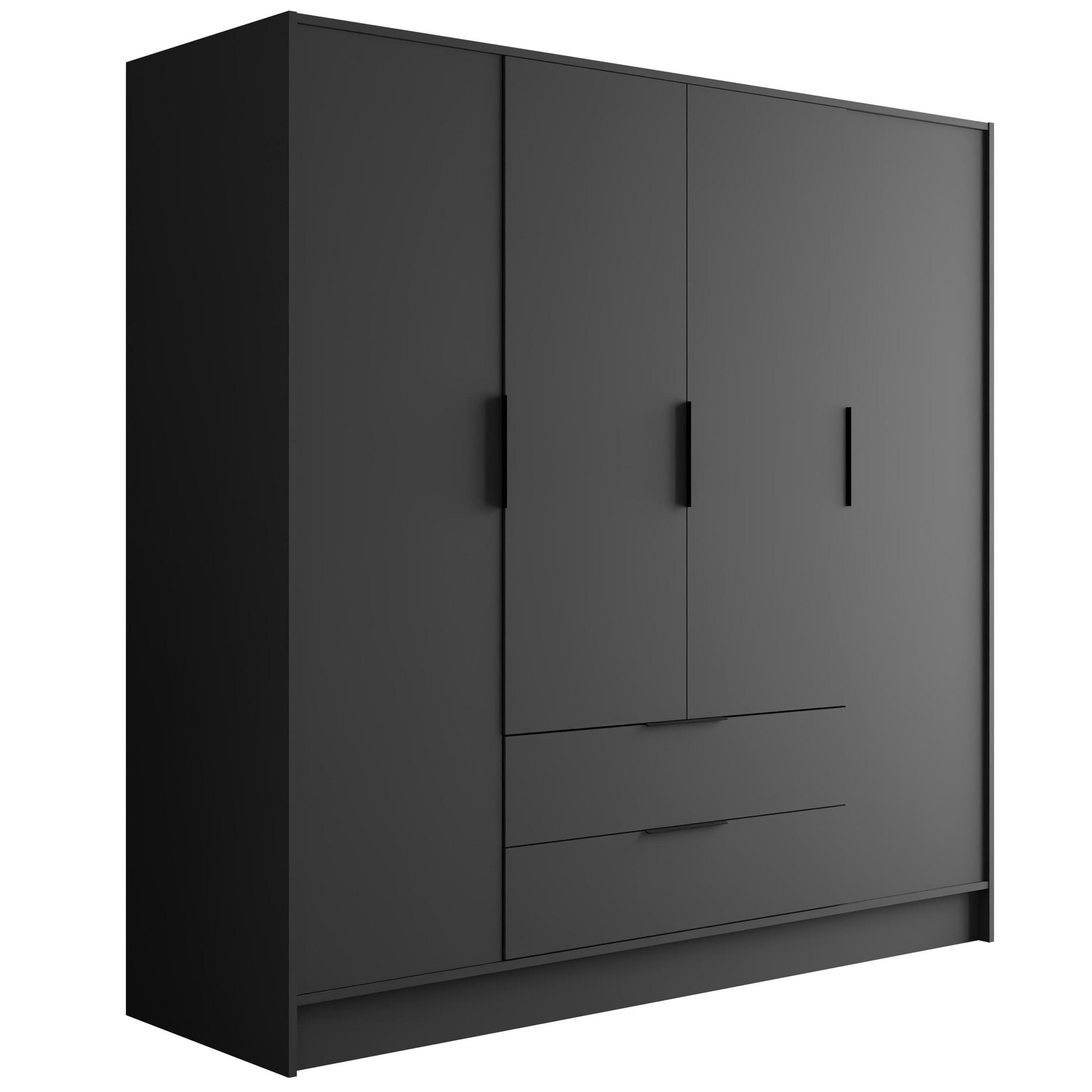 KLEIDERSCHRANK mit Flügeltüren KOLIN 200x200cm Graphit - Graphitfarben, Holzwerkstoff (200/200/51cm) - ALTDECOR
