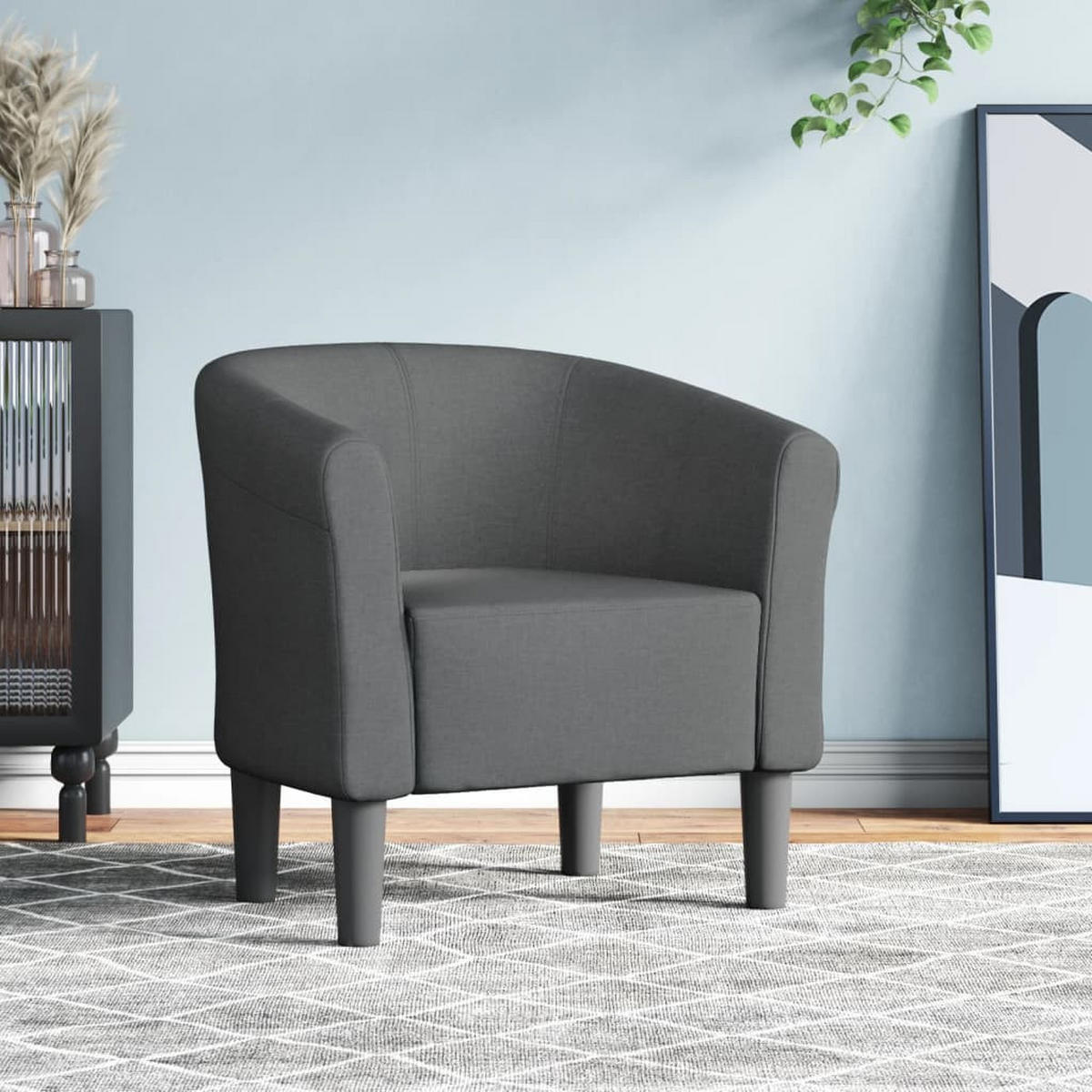CLUBSESSEL Dunkelgrau Stoff - Dunkelgrau, Kunststoff/Textil (56/68/70cm) - vidaXL