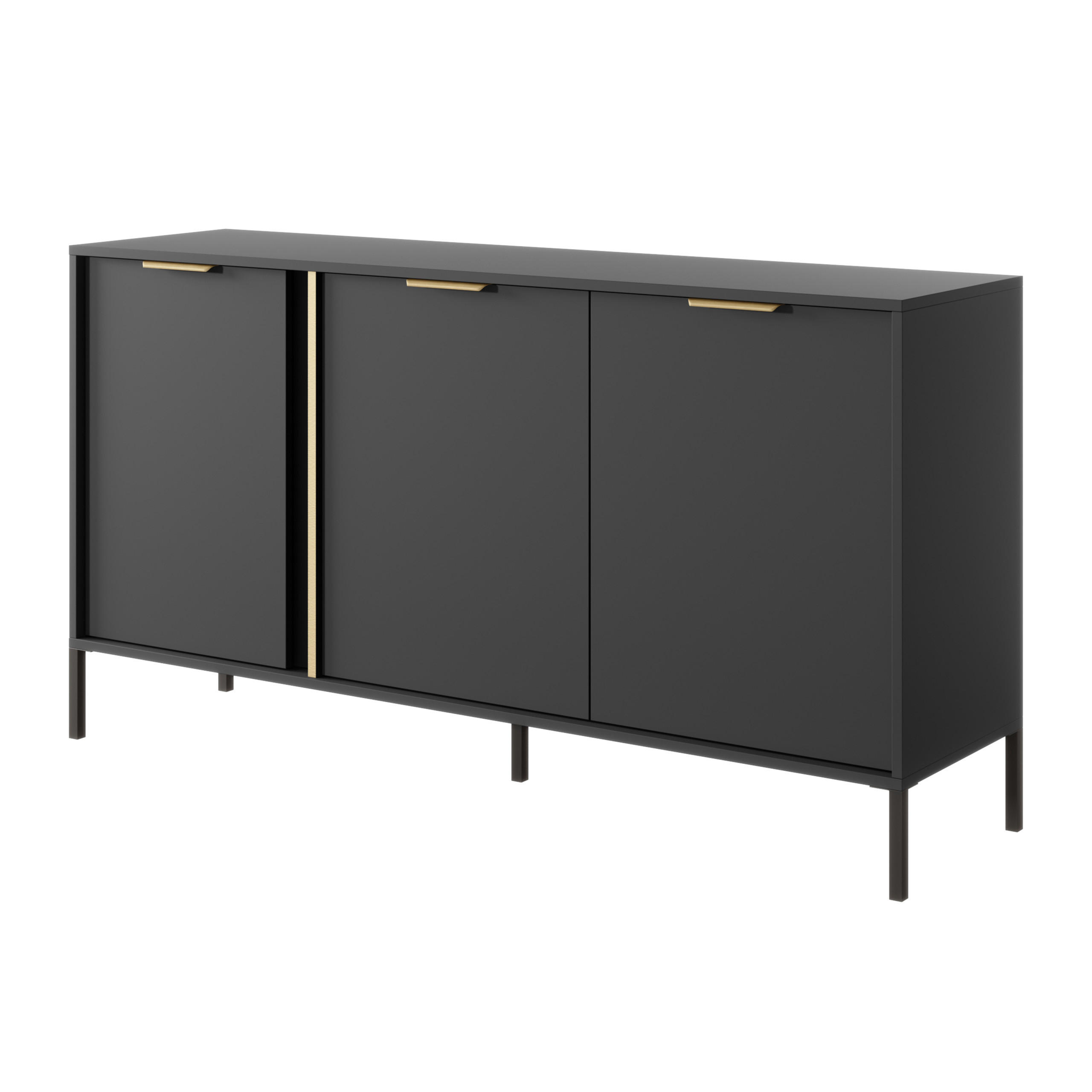 SIDEBOARD LORENZO 153/81/40 cm mit 3 Türen Anthrazit - Anthrazit, Holzwerkstoff (153/81/40cm) - MASSENO