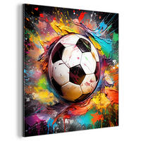 KOVOVÝ OBRAZ Futbal - Farba - Farby - Čierna - Biela 90x90 cm - biela, kov (90/90cm) - MuchoWow