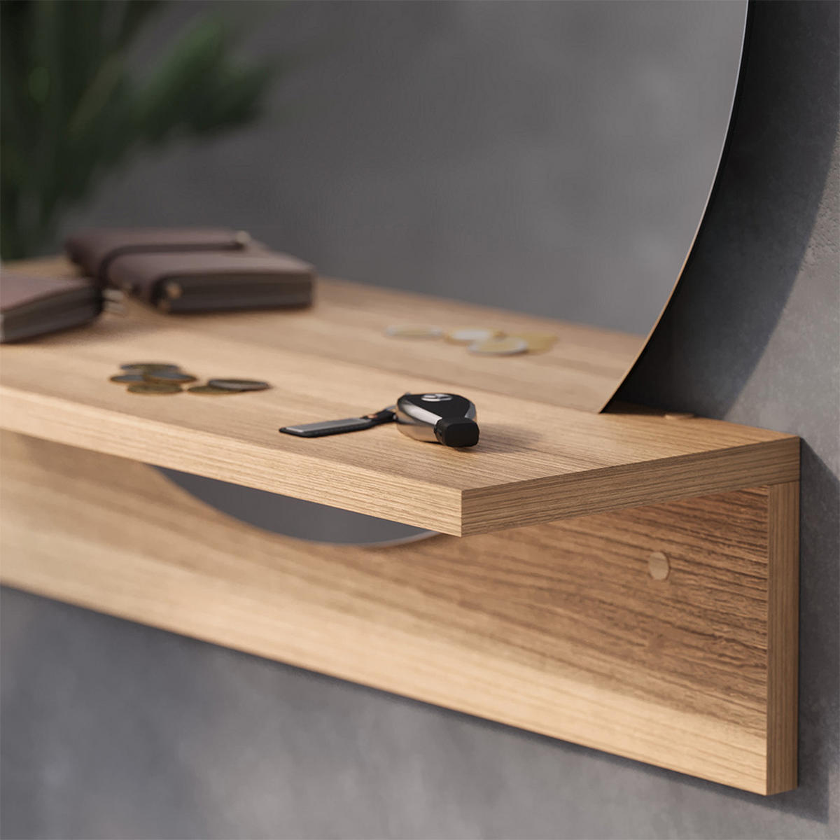 BADEZIMMERSPIEGEL Elyra Goldkraft Eiche 50 x 54.5 cm mit Ablage - Honigeiche, Holzwerkstoff (50/54.5/15cm) - Vicco