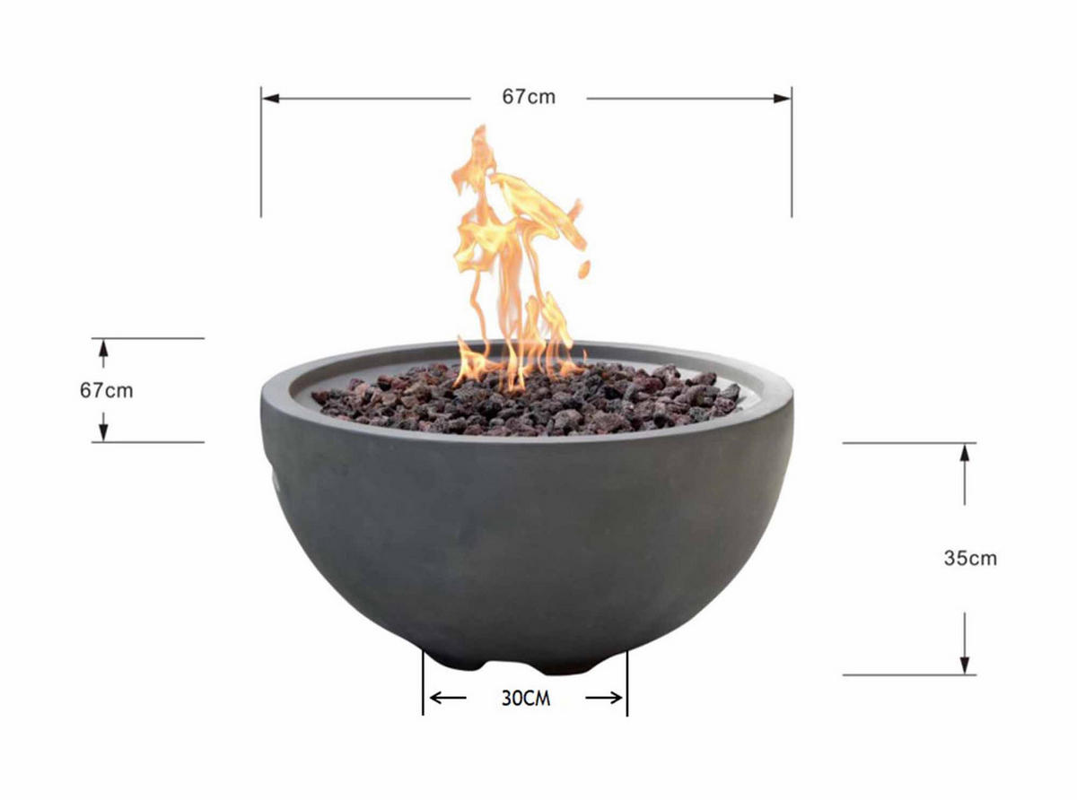 FEUERSTELLE Nantucket in Beton-Optik grau aus Faserbeton - Grau, Stein (78/44/78cm) - Elementi