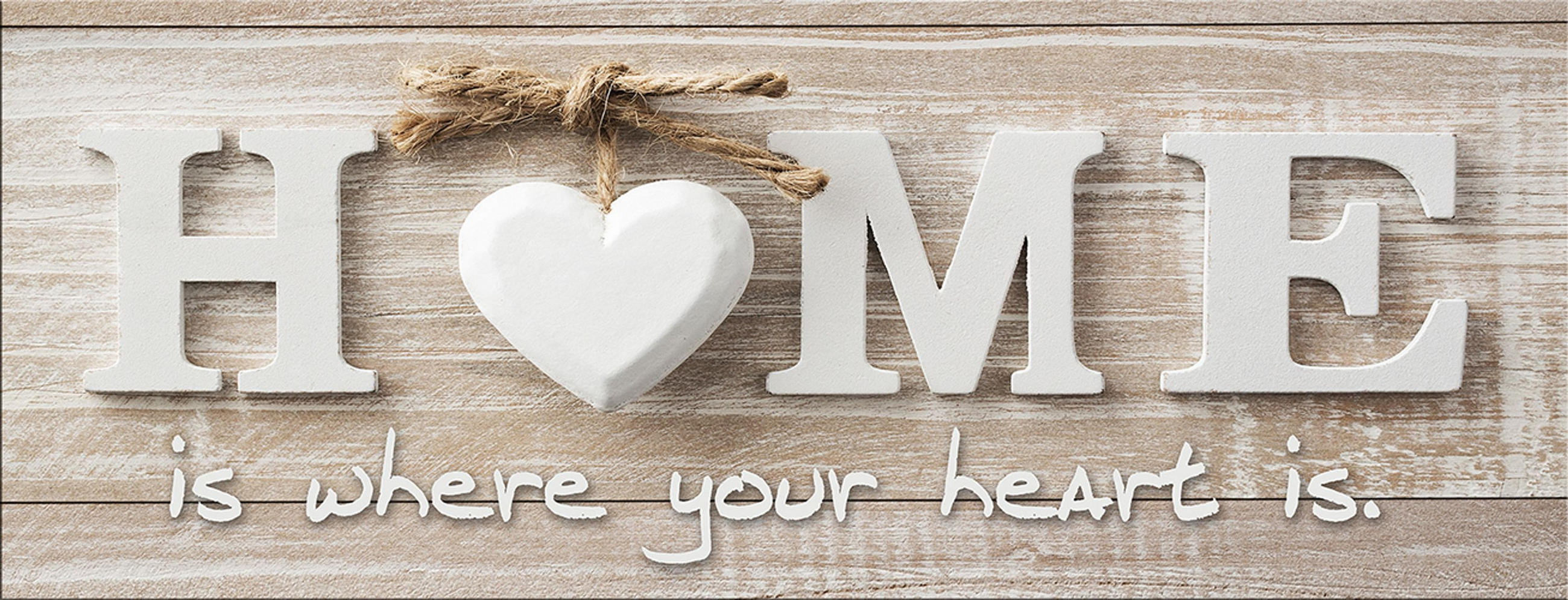 GLASBILD 80x30 cm HOME Schriftzug Landhaus - Beige, Glas (80/30cm) - artissimo