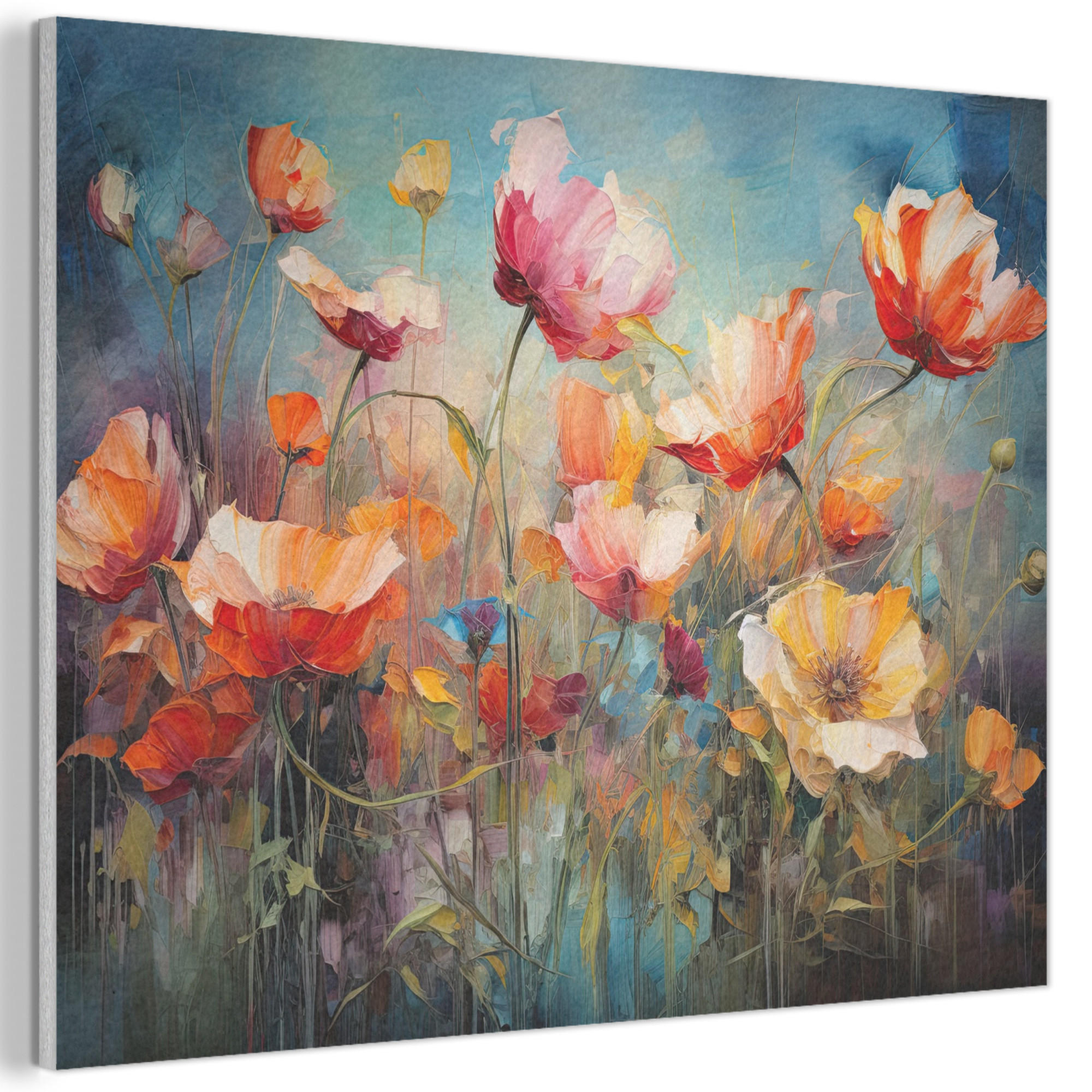 MuchoWow AKUSTICKÝ obraz Květiny - Akvarel - Umění - Botanické - Příroda 80x60 cm