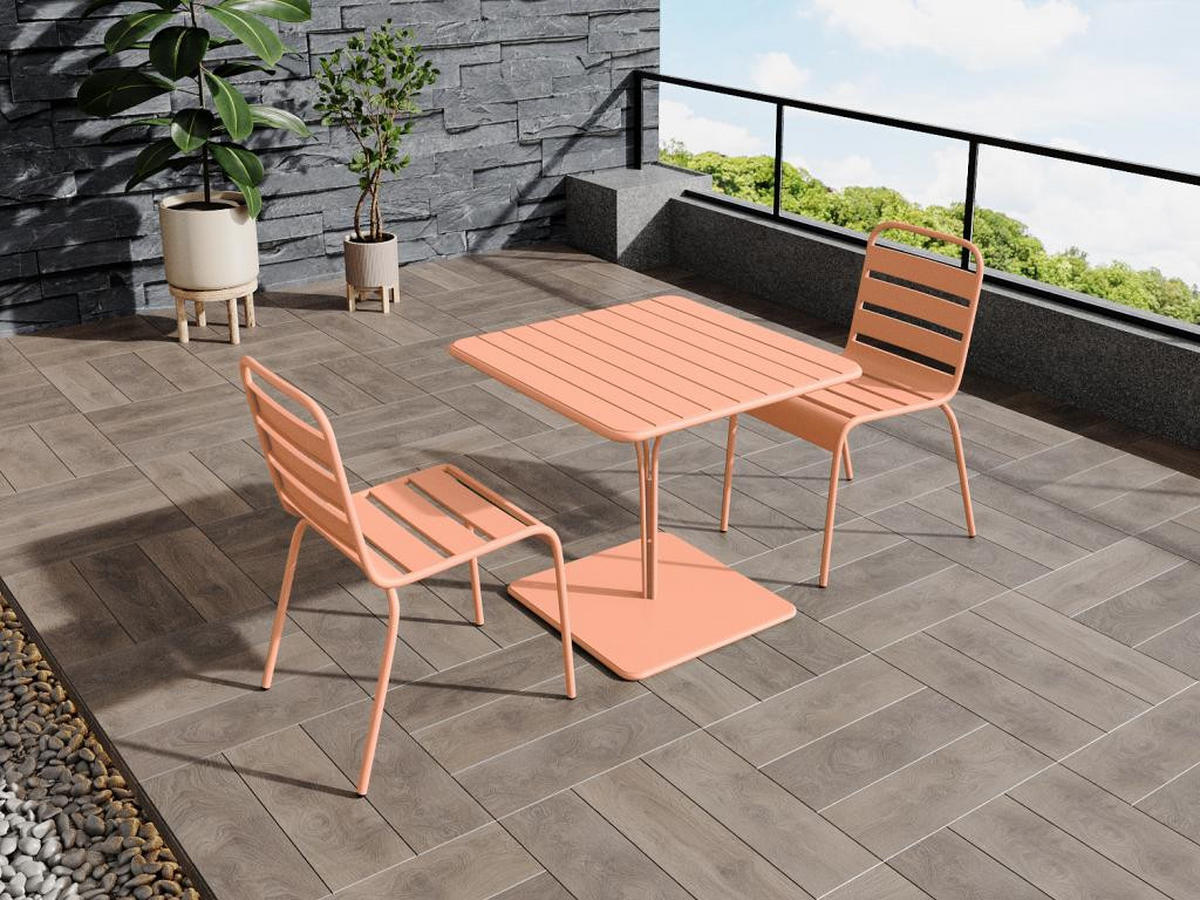 GARTENTISCH - L. 80 cm - Metall - Hellorange - MIRMANDE von MYLIA - Orange, Metall (80/80/75cm) - Vente-Unique