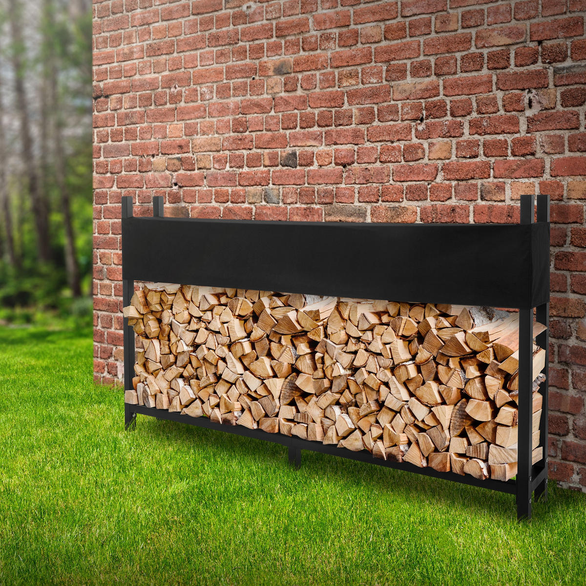 KAMINHOLZREGAL - Anthrazit, Metall (25/115/200cm) - ML-DESIGN