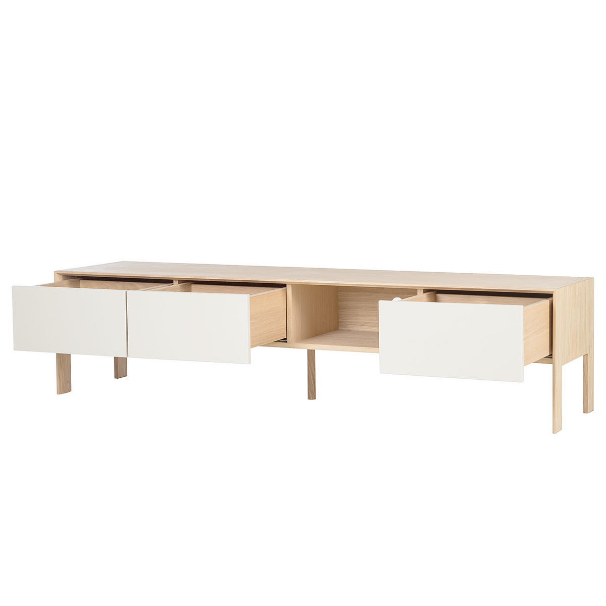 TV-LOWBOARD - Eiche teilmassiv, Mushroom Creme / Eiche Hell - Creme, Holzwerkstoff (185/44/45cm) - home24