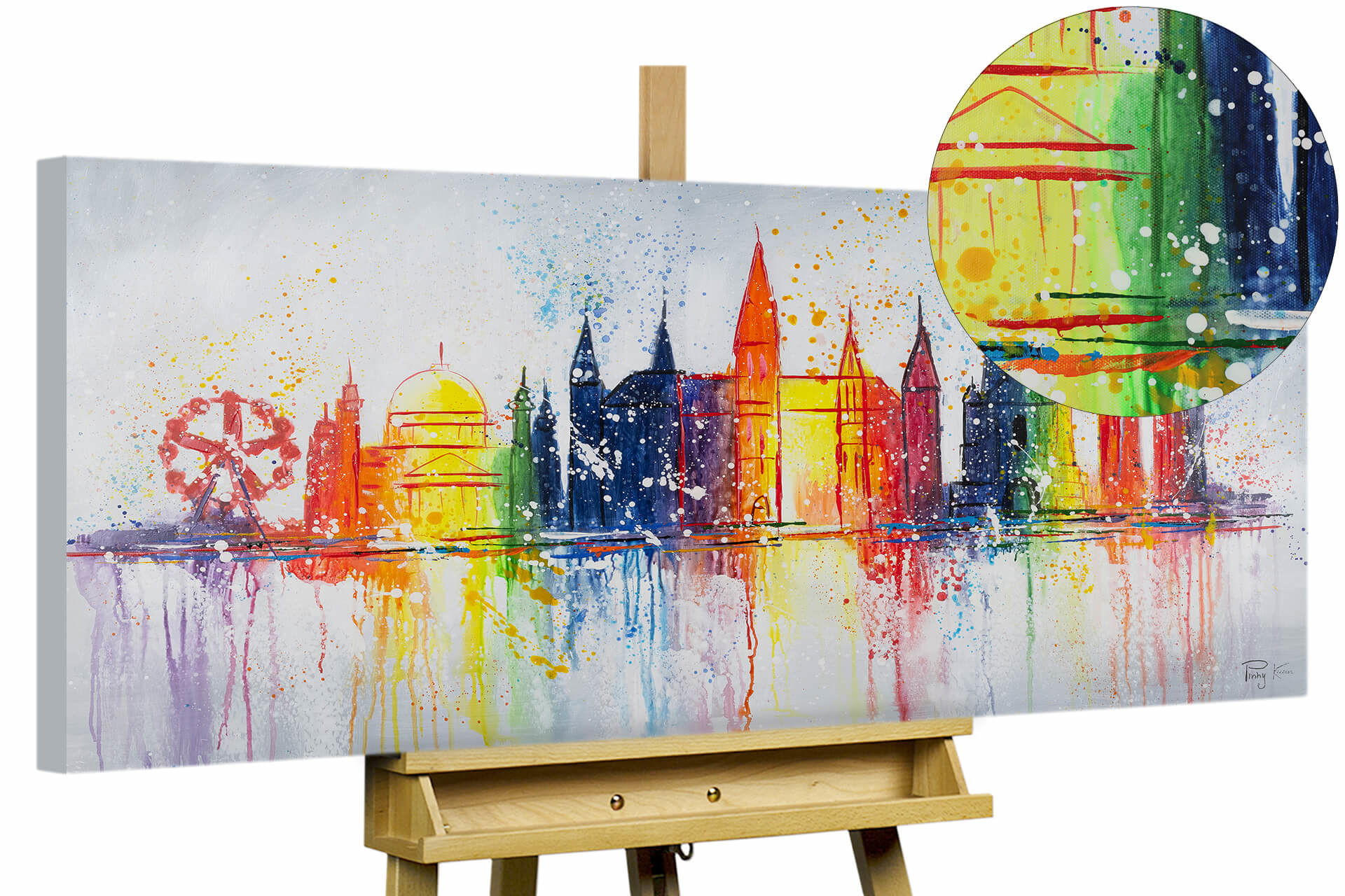 ACRYLBILD HANDGEMALT 120/60 cm - Multicolor/Grau, Holz/Textil (2/60cm) - KUNSTLOFT