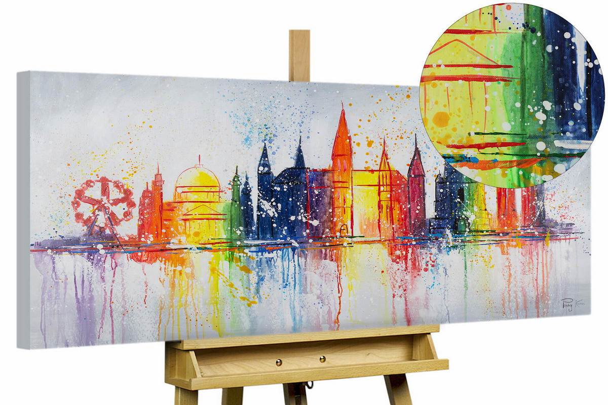 ACRYLBILD HANDGEMALT 120/60 cm - Multicolor/Grau, Holz/Textil (120/60cm) - KUNSTLOFT