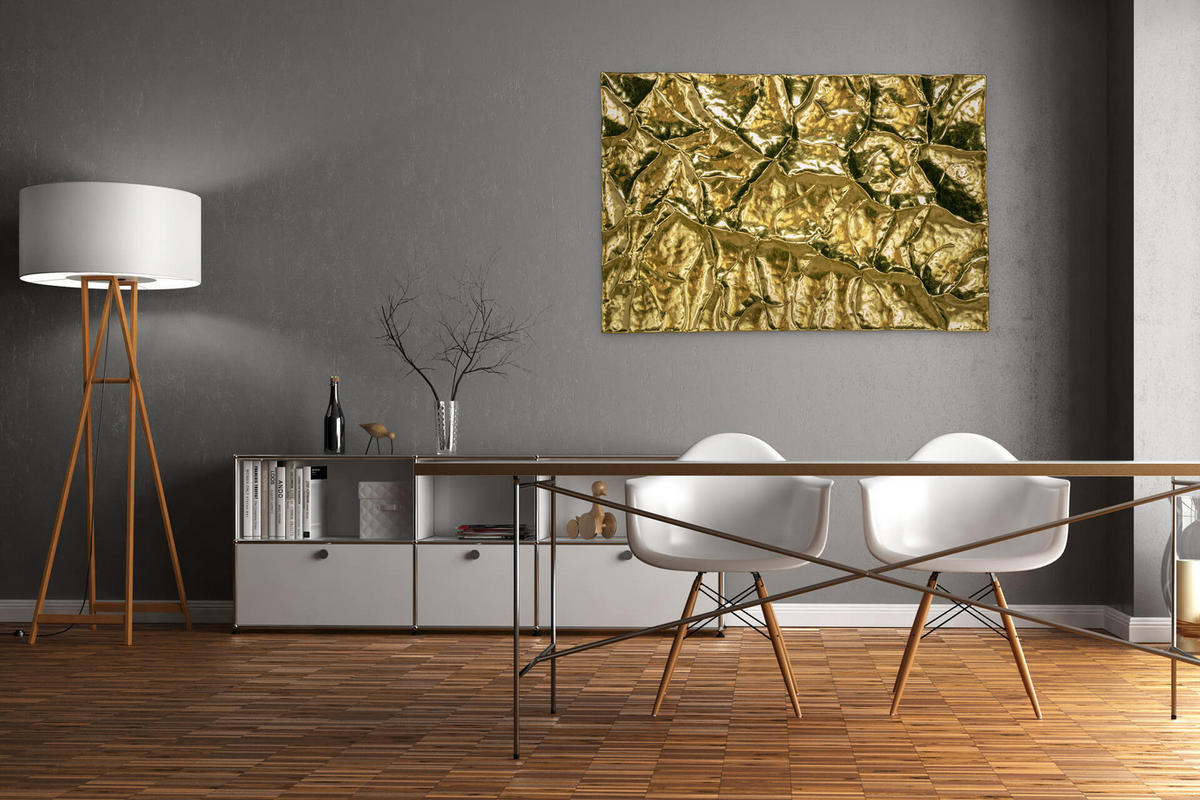 METALLBILD Gold 100/70 cm - Goldfarben, Metall (4.2/70cm) - KUNSTLOFT
