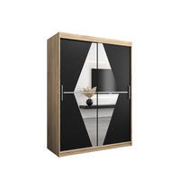 SCHWEBETÜRENSCHRANK 200/150/62 2-türig - Silberfarben/Schwarz, Holz/Kunststoff (150/200/62cm) - Abiks Möbel