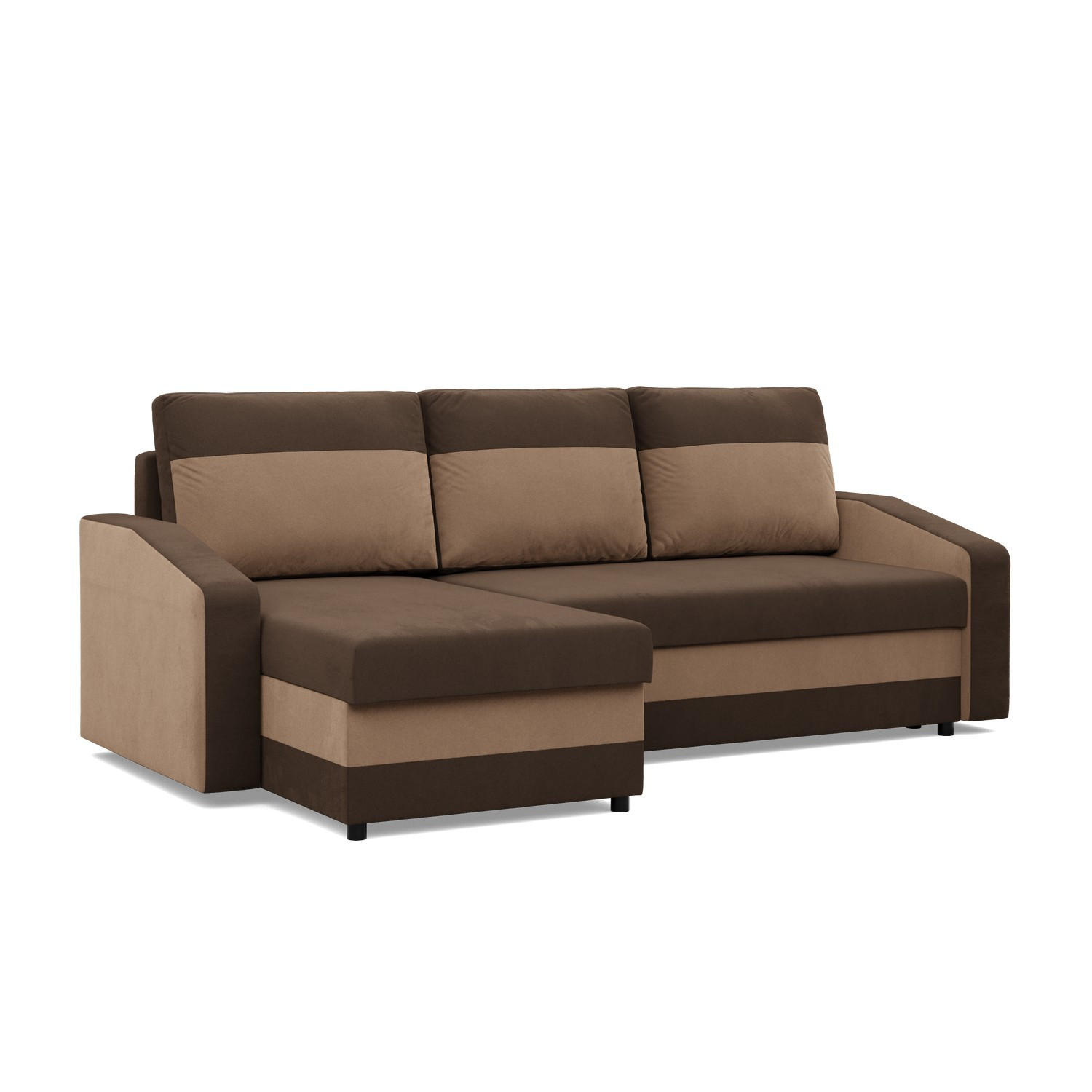 ECKSOFA MIT SCHLAFFUNKTION ORION, Dunkelbraun + Braun - Braun, Textil (231/140cm)