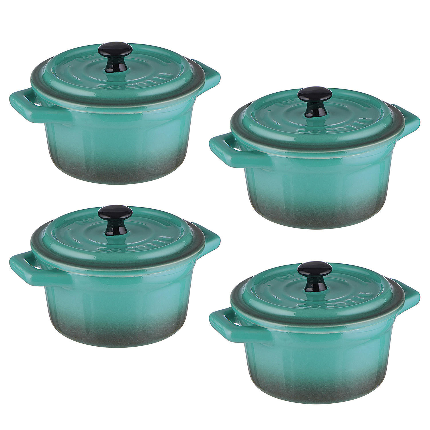 MINI-AUFLAUFFORM (4er Set) C'est Si Bon - Petrol, Stein (14/9/7cm) - Butlers