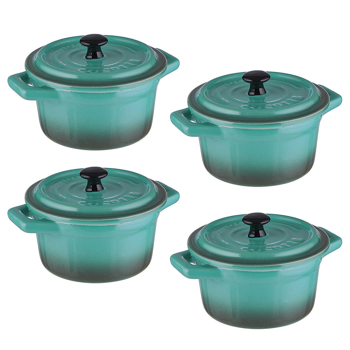 MINI-AUFLAUFFORM (4er Set) C'est Si Bon - Petrol, Stein (14/9/7cm) - Butlers