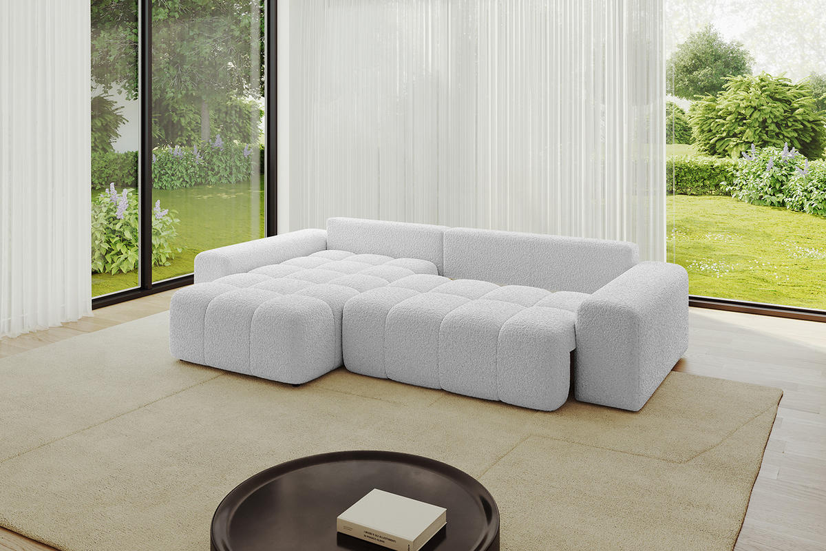 ECKSOFA Ottomane links/rechts ENIL-L 290x175x84 Hellgrau Bouclé - Hellgrau, Holzwerkstoff/Kunststoff (290/175cm) - ALTDECOR