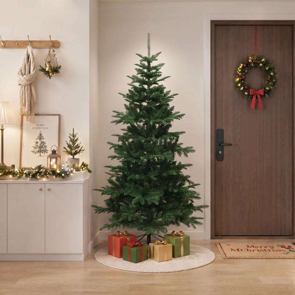 KÜNSTLICHER Weihnachtsbaum 178 cm, Naturgrün mit 776 PE-/PVC-Spitzen - Grün, Kunststoff (180cm) - Hometopia
