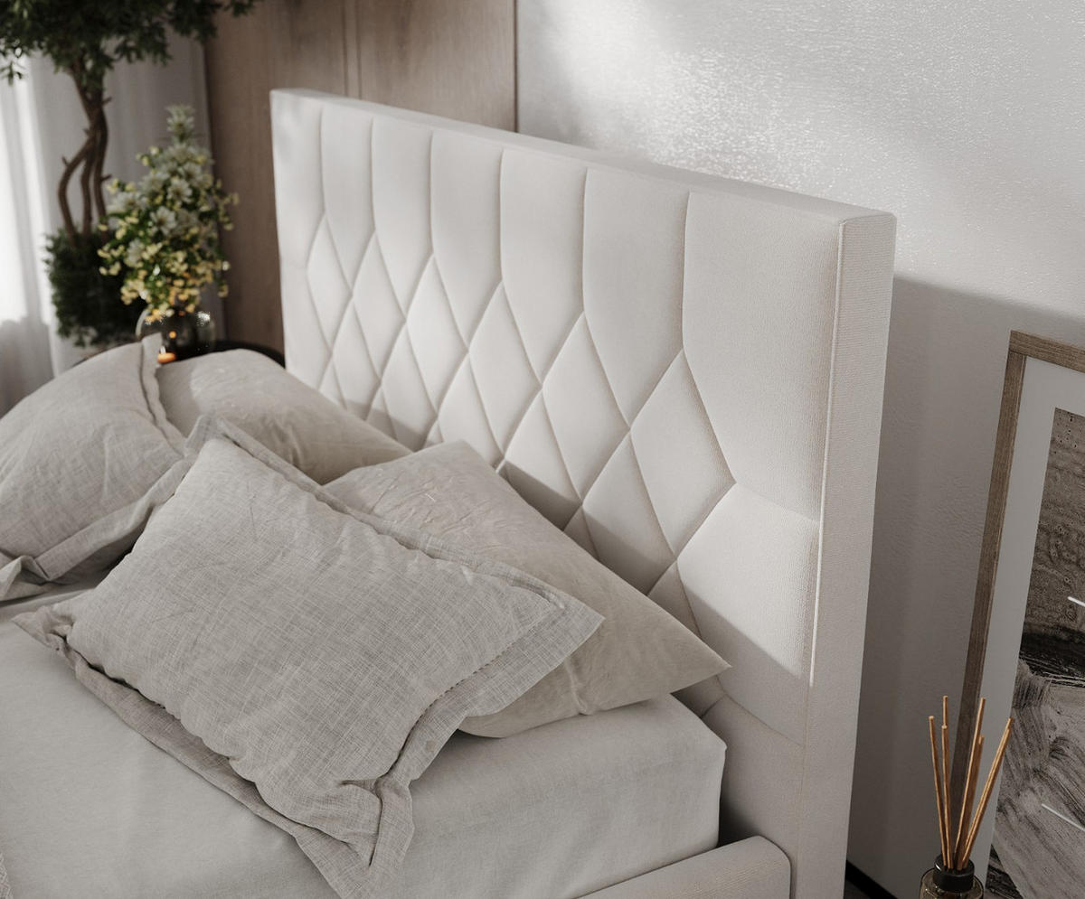 POLSTERBETT Brisa 140/200 cm Creme im Paros Stoff - Creme/Schwarz, Holz/Holzwerkstoff (140/200cm) - AltaBeds