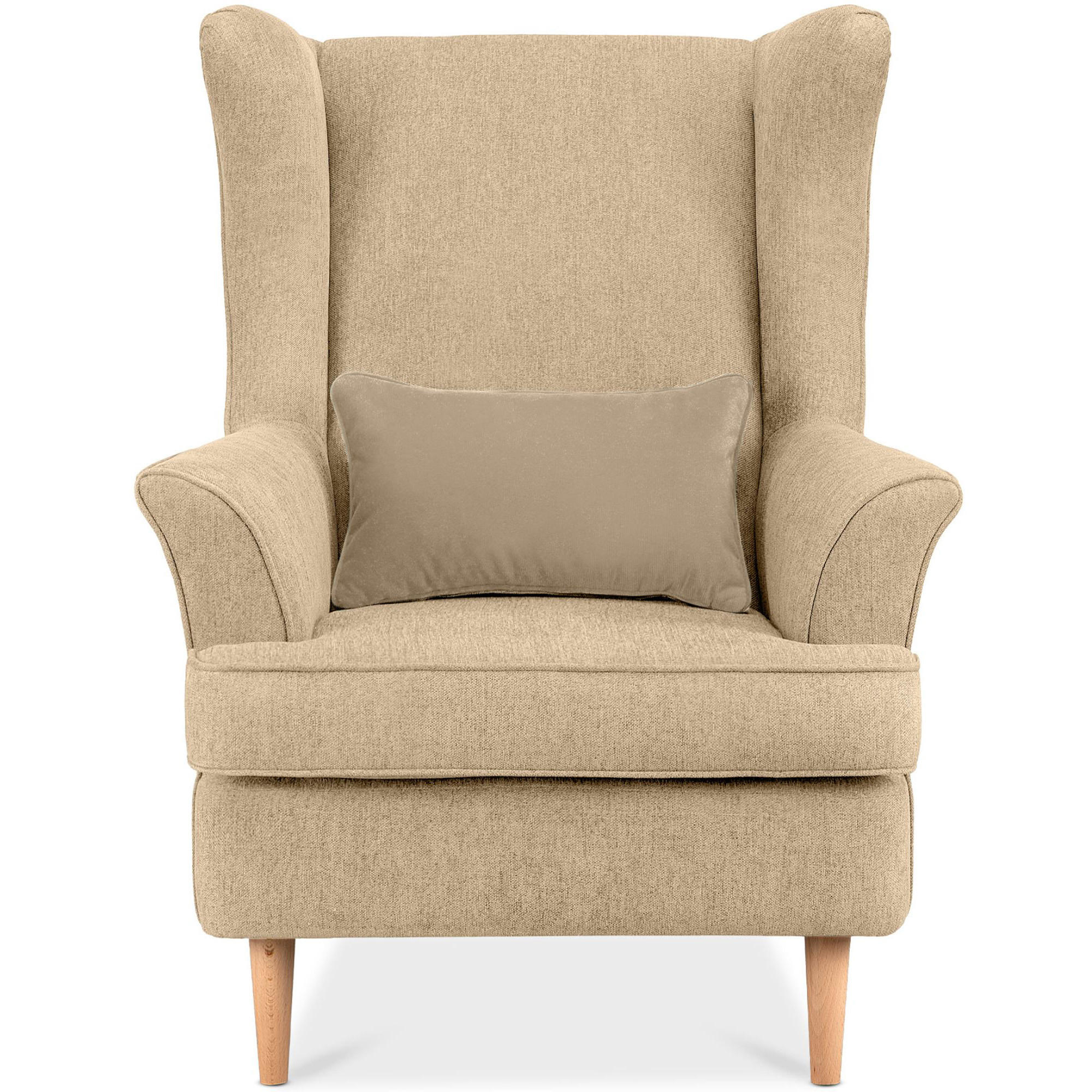 OHRENSESSEL STRALIS inklusive dekorativem Kissen, Creme - Creme, Textil (82/108/80cm) - KONSIMO®