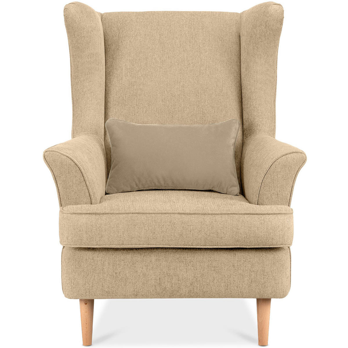 OHRENSESSEL STRALIS inklusive dekorativem Kissen, Creme - Creme, Textil (82/108/80cm) - KONSIMO®