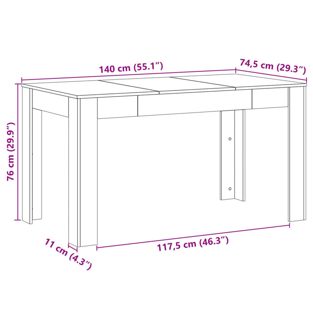 ESSTISCH Altholz-Optik 140/74,5/76 Cm Holzwerkstoff - Braun, Holzwerkstoff (140/74.5/76cm) - vidaXL