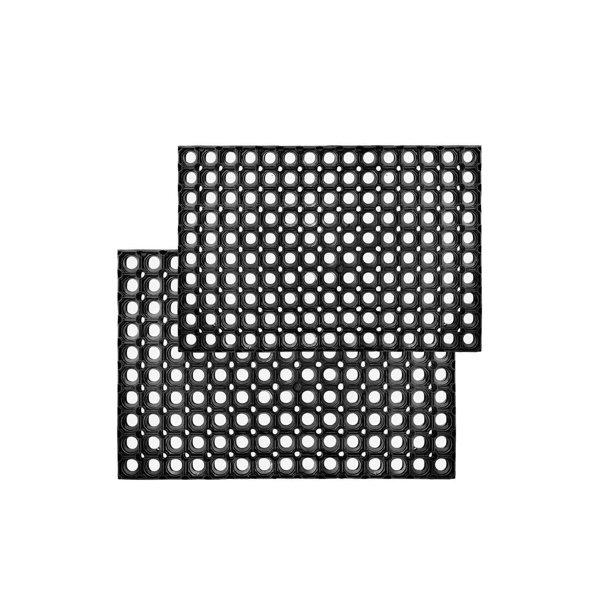 OUTDOOR-FUSSMATTE QUADRO 2ER SET - Schwarz, Textil (40/60cm) - Astra
