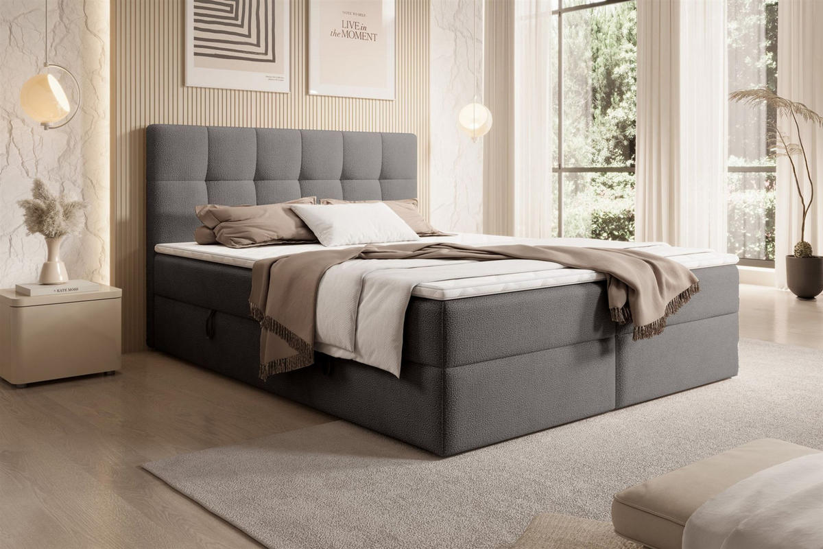 BOXBETT Arturo In Freya - Graphitfarben, Holzwerkstoff/Textil (120/200cm) - Fun Möbel