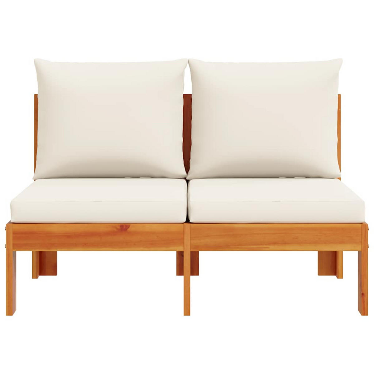 GARTENSOFA Ohne Armlehnen Mit Kissen 2-Sitzer Massivholz Akazie - Creme, Holz (68/64/106cm) - vidaXL