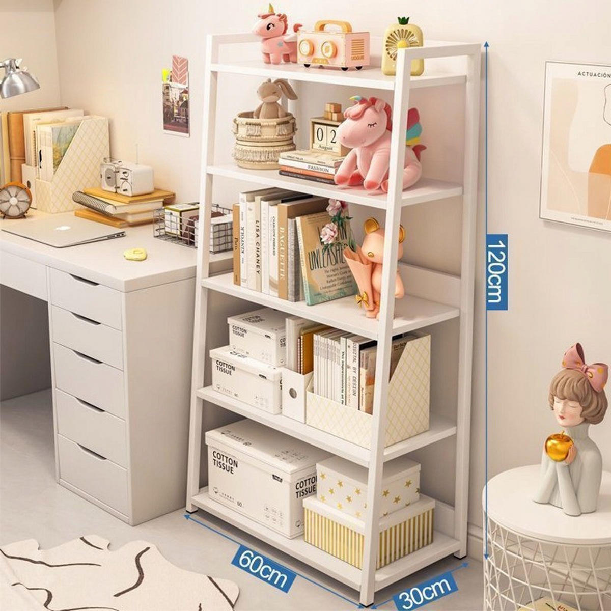 BÜCHERREGAL, weiß 60x30x120 cm - Weiß, Holzwerkstoff (60/120/30cm) - Rexo