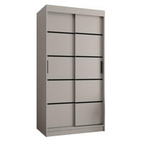 ŠATNÍ skříň s posuvnými dveřmi 200/100/62 2dveřová - černá/kašmírová, dřevo/plast (100/200/62cm)