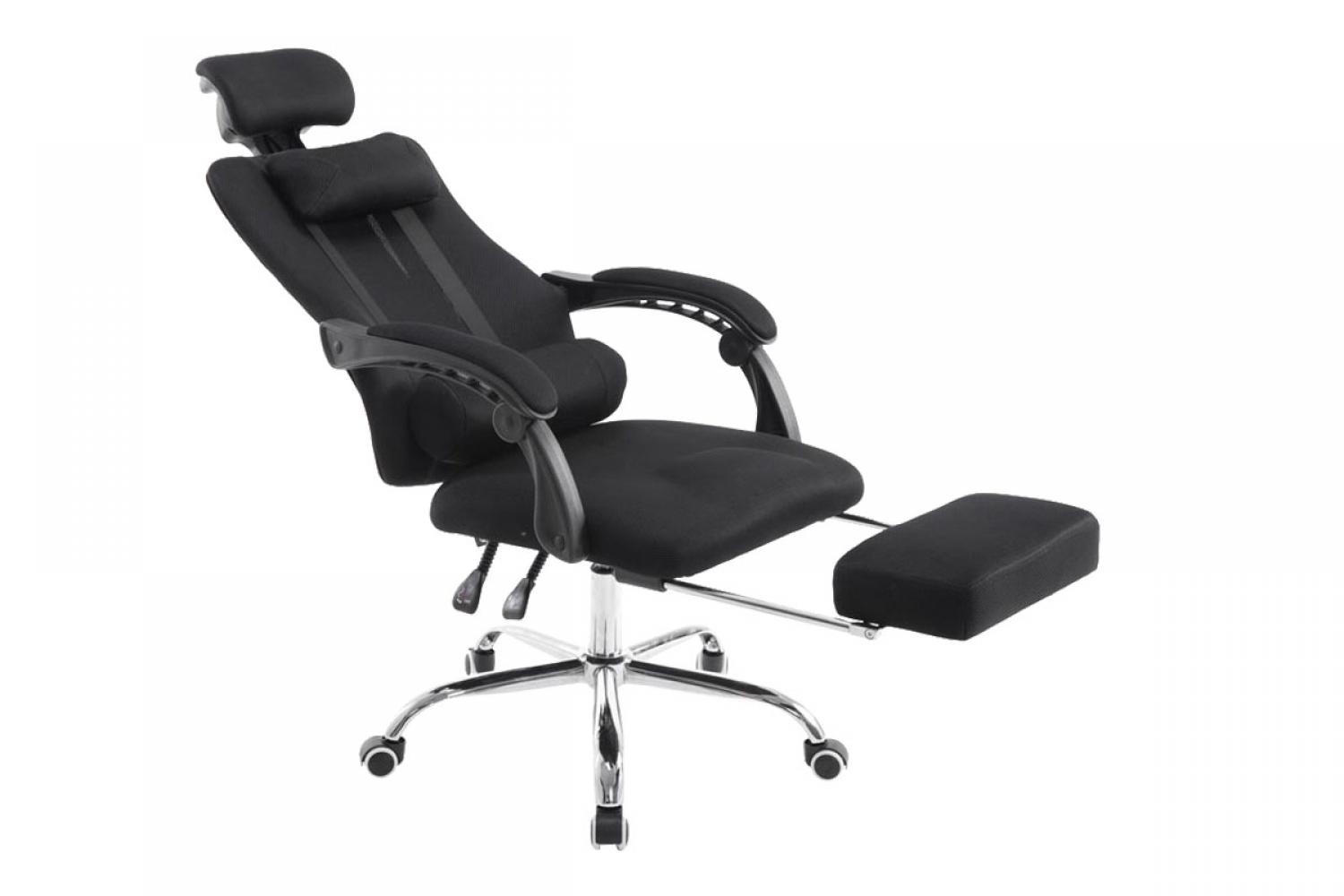 CHEFSESSEL Lederlook schwarz - Chromfarben/Schwarz, Textil/Metall (60/120/63cm) - CLP