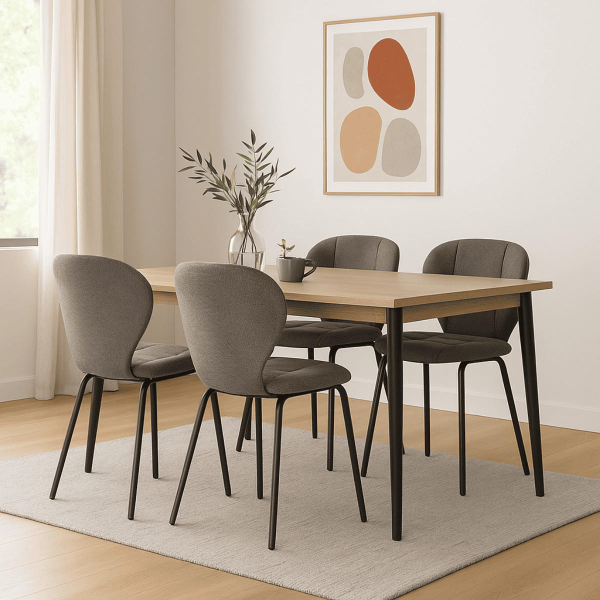 ESSZIMMERSTÜHLE STOFF METALLBEINE SCHWARZ 2er set 48,5/48/48,5 cm - Anthrazit, Textil (48.5/48/50cm) - Calicosy
