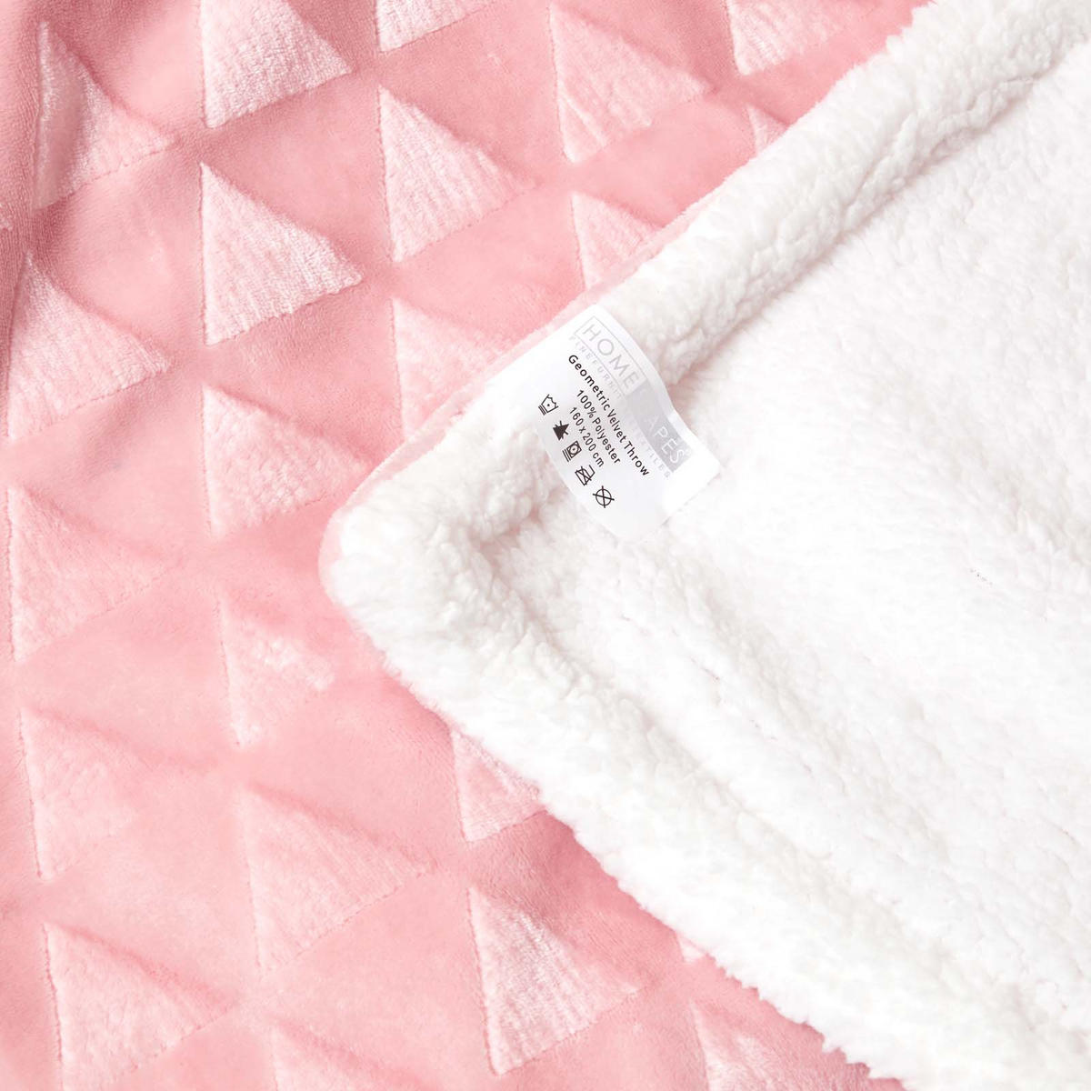 KUSCHELDECKE Sherpa 160/200 cm, Samtdecke mit Dreieckmuster - Rosa, Textil (160/200cm) - Homescapes