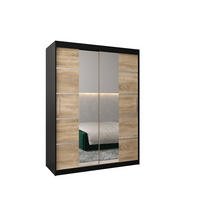 SCHWEBETÜRENSCHRANK 200/150/62 2-türig - Silberfarben/Schwarz, Holz/Kunststoff (150/200/62cm) - Abiks Möbel