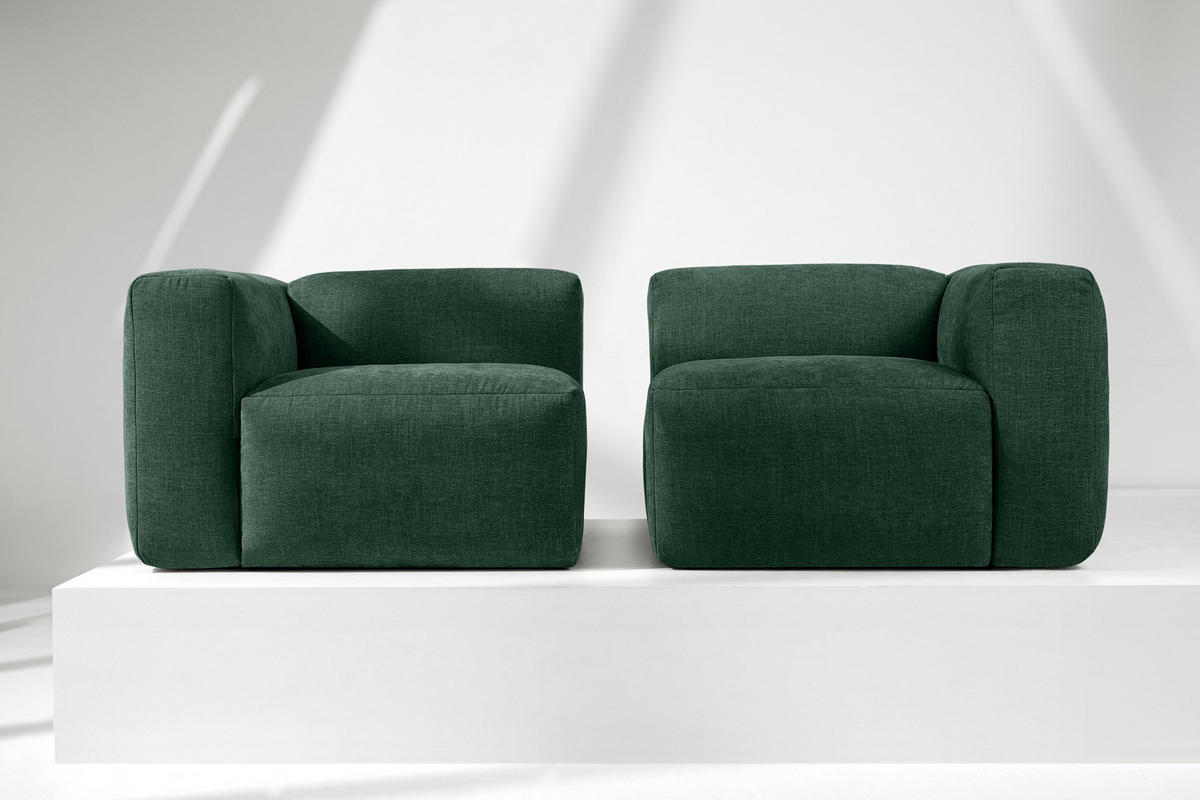 2-SITZER-MODULSOFA BUFFO mit extrem weicher und bequemer Sitzfläche, Gewebestoff, maritim - Grün, Textil (210/73/96cm) - KONSIMO®