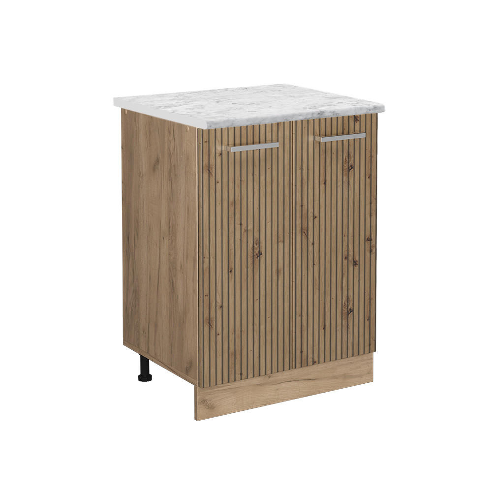 KÜCHENUNTERSCHRANK R-Line Artisan-Eiche 60 cm AP Marmor - Honigeiche/Eiche Wotan, Holzwerkstoff (60/81.6/60cm) - Vicco