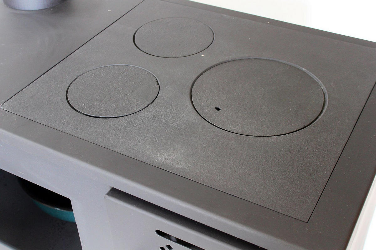 KAMINOFEN mit Backfach und Herdplatte 7,5 kW 93933 - Schwarz, Holz (83/76/47cm) - DanDiBo