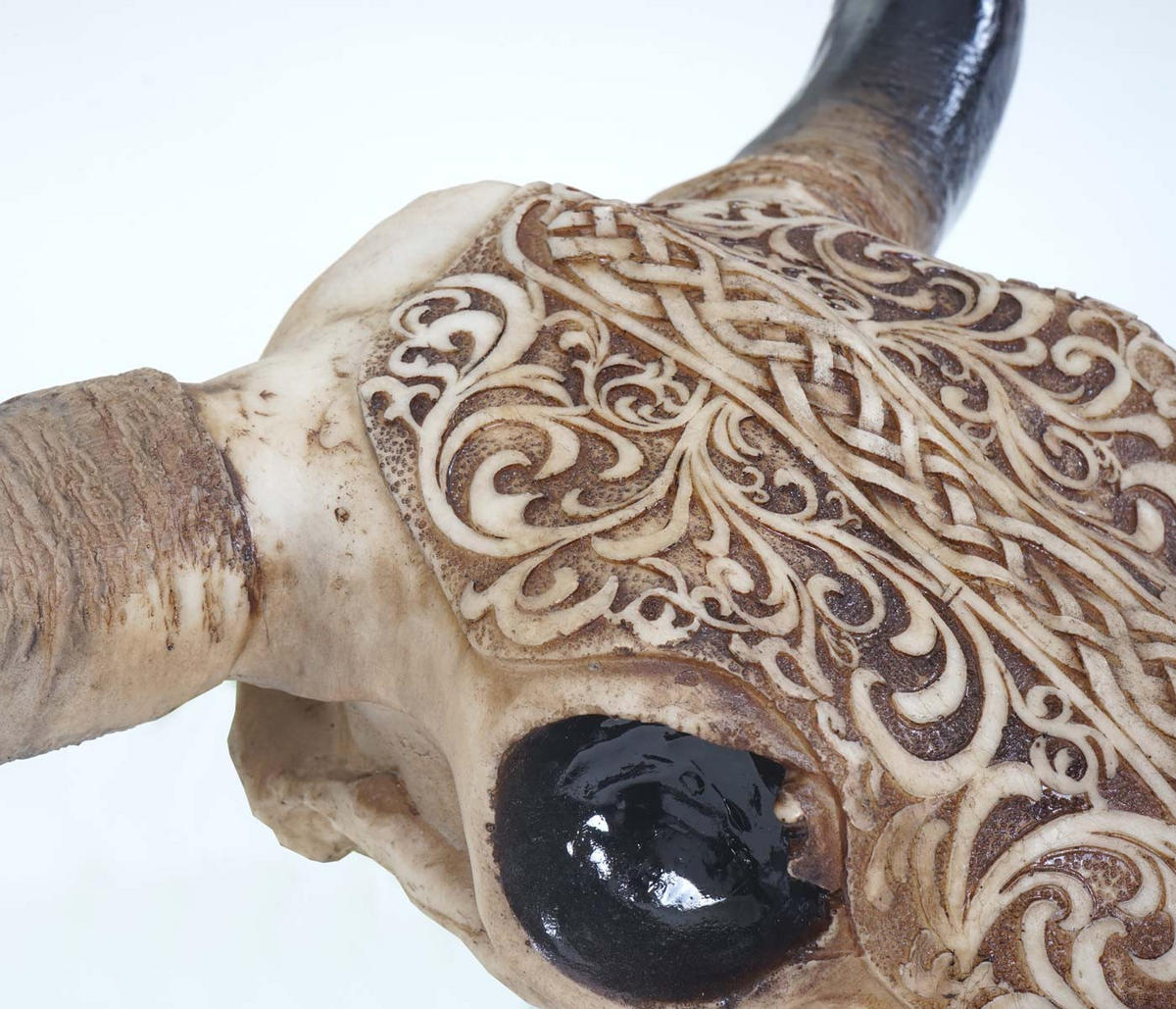 DEKO SCHÄDEL LONGHORN TRIBAL Beige - Beige, Stein (63/65/13cm) - MCW