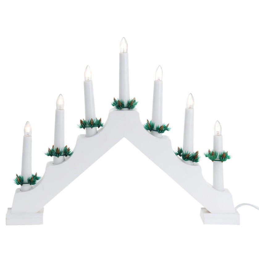ADVENTLEUCHTER Holz LED 7-flammig - Weiß, Holz (41/30/6.2cm) - Home Styling Collection