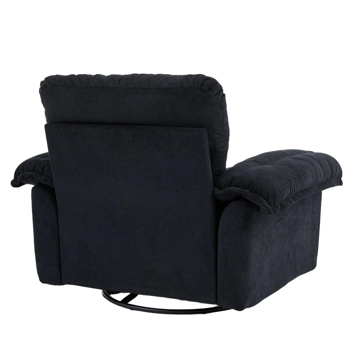 DREHSESSEL mit Chenillebezug und 360°-Drehfunktion – bis 136 kg belastbar - Schwarz, Textil (84/96/116cm) - BEAOK